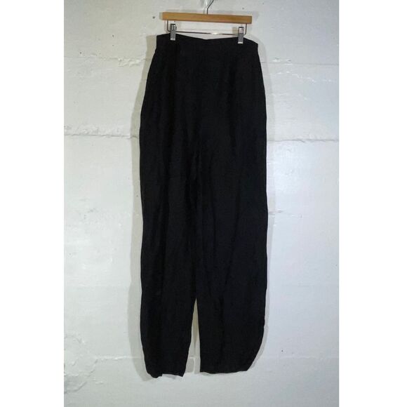 Vintage High Waist Black Linen Like Pants Size 12 Classic Carol Collection - Picture 8 of 11